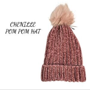 NWT Compass Mauve Chenille Pom Pom Hat